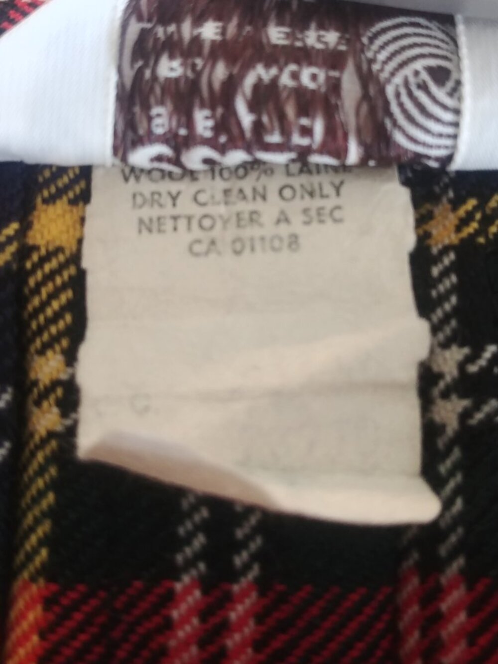 Vintage 100% pure virgin wool Aljean Canada red blue plaid kilt midi skirt M - Picture 11 of 16
